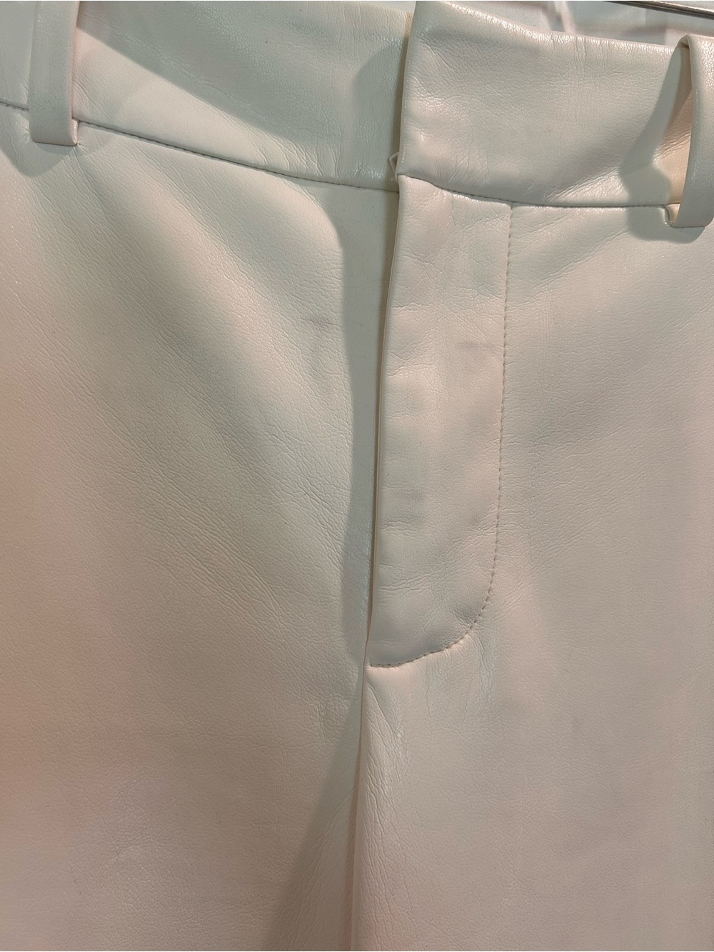 New Alice + Olivia Faux Leather Wide Leg Pants High Rise Ivory Cream Trousers 8 - Picture 8 of 12